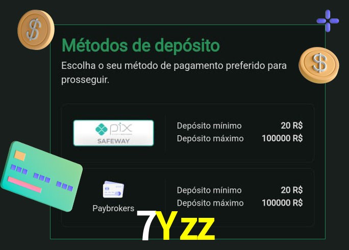 O cassino 7Yzz oferece uma grande variedade de métodos de pagamento